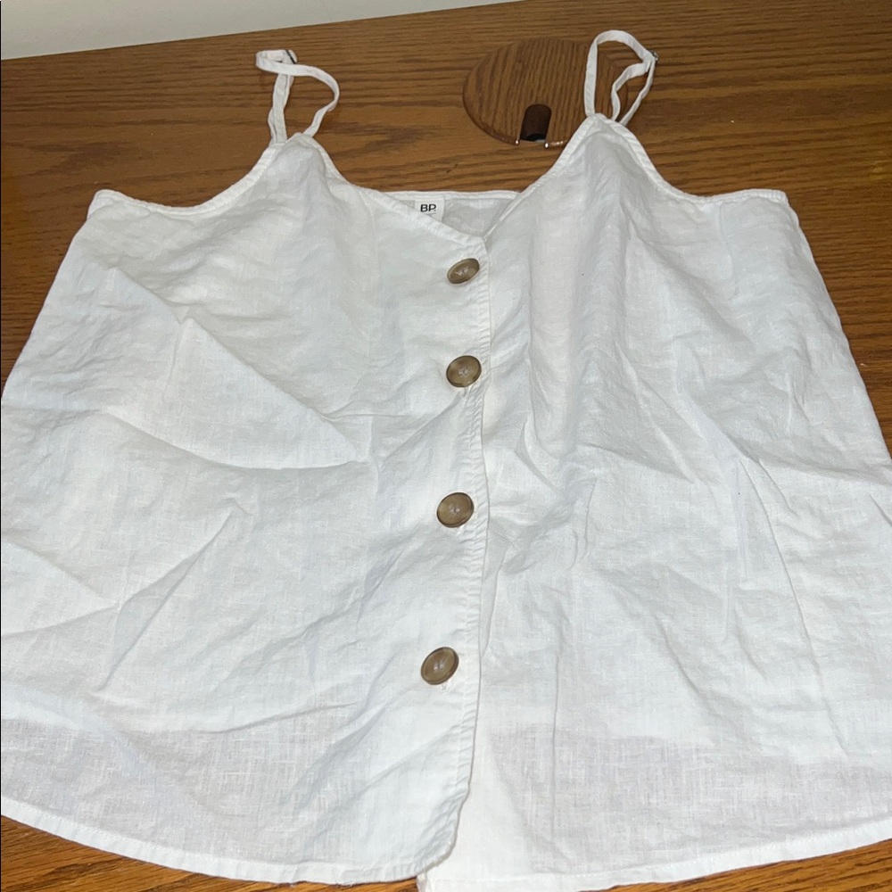 Soft White Button-Down Camisole Adjustable Tank Top XS